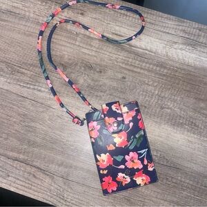 Nanette Lepore Floral Crossbody Bag Purse Cell Phone & ID Holder Vegan Leather